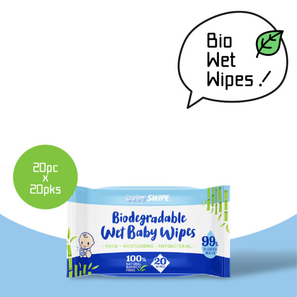 babySWIPE Biodegradable Wet Baby Wipes (20sheets) x 20pks